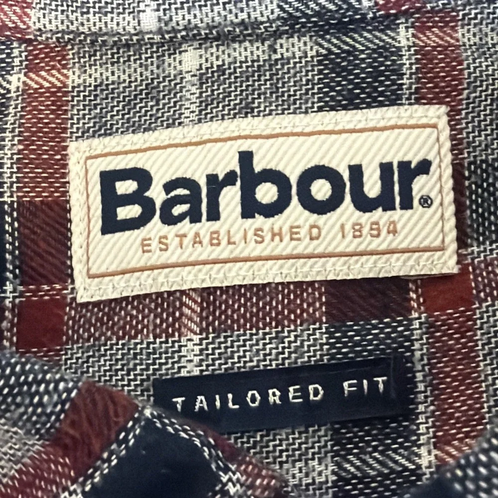 Barbour Shirt Mens Large Plaid Tailored Fit Long Sleeve Button Down Casual